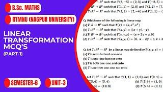 LinearTransformation | MCQ | Part-1| Range, Rank, Kernel, Nullity | RTMNU | B.Sc. Maths