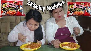 2X Spicy Ramen Noddle challenge//Bara bhabhi ka saat me