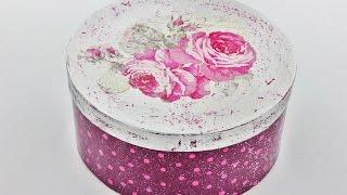 How to make a decoupage box - Painted box - Decoupage cardboard box - Decoupage for beginners