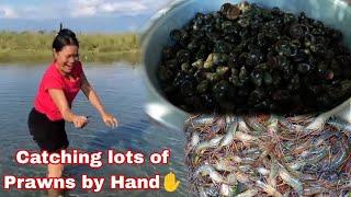 Catching prawns And Snails || Bought  salt for one year || Cooking and Eathing ||#village life