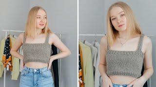 Tutorial knitted top for beginners I Knitted crop top in an evening 