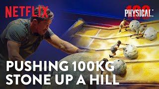 How many times can the contestants roll a 100kg boulder up & down a hill? | Physical: 100 Ep 8 [ENG]