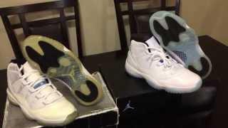 Comparison: Jordan 2001 Columbia 11s vs 2014 Legend Blue 11s