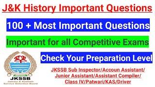 100 + Questions from Jammu and Kashmir History ~ Most Important MCQ for JKSSB/JKPSC (Competitive) 