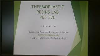 Lab Syllabus - Thermoplastic Resins