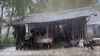 Rain Thunderstorm Scary condition of simple village overflowing Water floodㅣ99% Very refreshing