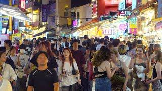 HONGDAE is Crowded with Huge Crowds, Korean Holiday 'Chuseok' Night Walk, Seoul Travel Walker.