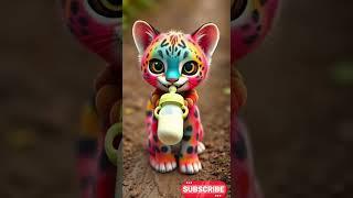 Watch This Colorful Kitty Try to Drink Milk!