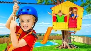 Chris and Michael build a Tree House with zipline