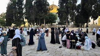 Spiritual scene in Al-Aqsa Mosque during Maghreb Adhan