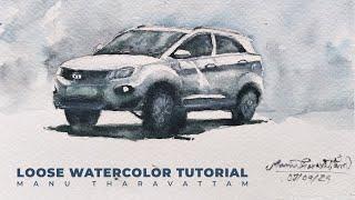 How to paint a car - loose watercolor tutorial