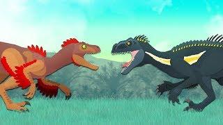 Dinosaurs cartoons battles: Indoraptor vs Utahraptor | DinoMania