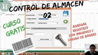 Agregar materiales con imágenes y código de barras en Excel - Control de Almacén  Curso completo 02