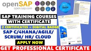 Free SAP Training Courses with Certificate | SAP Free Certification | OpenSap Summer School Course