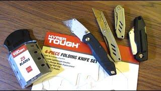 Hyper Tough 4-Piece Folding Knife | Box Cutter Set | Utility Knives