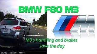 BMW M3 driver avoids accident with bad subaru outback driver