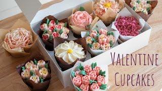 Buttercream Flowers | Valentine's Day Cupcakes | Swiss Meringue Buttercream | Russian Tips