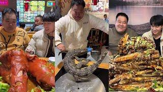 走过路过不要错过！大肥这次出息了，给大家表演三口一个猪头！#美食#猪头肉#南北美食