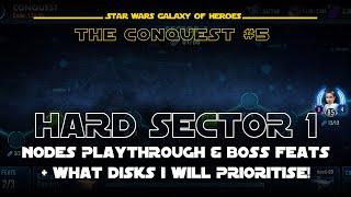 Hard Sector 1 All Nodes & Padme Boss Feats Playthrough | The Conquest #5 SWGOH