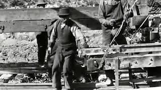 Automated rail track laying done around the early 1900s