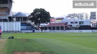 England all-rounder Ravi Bopara range-hitting in Wellington