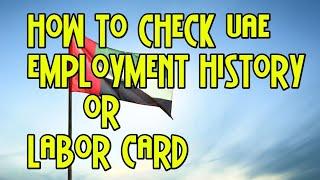 HOW TO CHECK UAE LABOR CARD / EMPLOYMENT HISTORY.