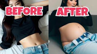 She went TOO FAR (food baby belly)
