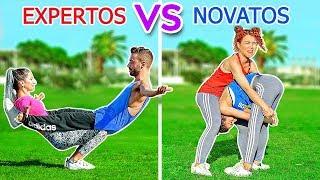 ¡EL RETO ACROBÁTICO DEFINITIVO! EXPERTOS VS NOVATOS||Trucos imposibles por 123GO! Challenge