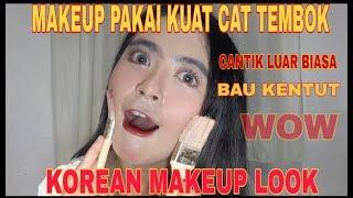 CHALLENGE MAKEUP PAKAI KUAS CAT TEMBOK (Auto Stres) | Dhea putri sabrya