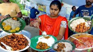 Cheapest RoadSide Unlimited Meals | Indian Street Food | #Meals #Vegmeals #NonVegMeals