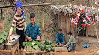 30 days and nights with kind man peach tree decoration, pick vegetables - making Banh Chung to sell