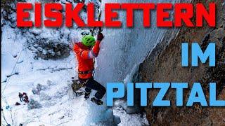 Zum ersten Mal Eisklettern - mit Steigeisen im Pitztal senkrecht die Eiswände rauf