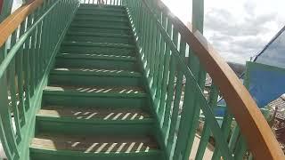 Me Queuing Up On The Fantastic Green Stairs Of At The Top Of The Fantastic Blizzard Beach Mountain