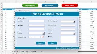 Training Enrolment Tracker in Excel | Step by Step tutorial