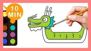 《龍舟 Dragon boat》認識顏色Coloring for kids｜Painting｜Coloring｜Drawing｜Art｜【畫畫魔法】YOYO點點名S24｜著色畫兒童節目