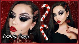 Goth Inspired Candy Cane Cut-Crease Holiday Look | Sydney Nicole