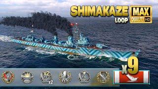 Destroyer Shimakaze: 9 ships destroyed on map Loop - World of Warships