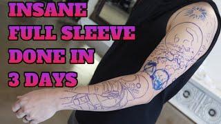 FULL SLEEVE IN 3 DAYS by @mr.reyesink tattoo tutorial