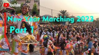 Takoradi Carnival New Year Marching. Supreme Masquerades - Evergreen Band - Ankos