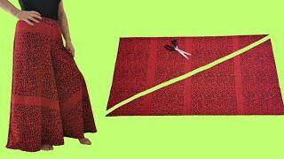 ️ Very Easy Cut Trouser Sewing | Detailed Palazzo Skirt - Trousers Tutorial