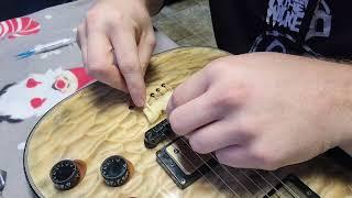 Getting My Schecter C1 Snow Leopard Stage Ready (hardtail guitar string change)