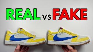 REAL VS FAKE! NIKE X TRAVIS SCOTT AIR JORDAN 1 LOW YELLOW CANARY SNEAKER COMPARISON!