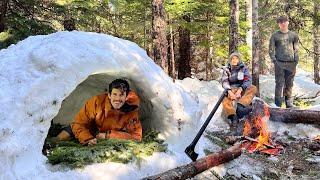 Camping overnight in a Winter Survival Dugout Shelter