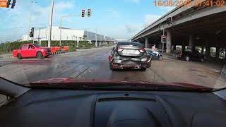 Driver Parked at Red Light Gets Rear Ended into Another Car || ViralHog