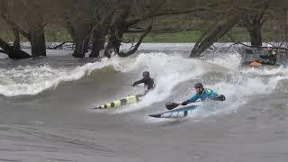 White water kayaking at Sawley Weir on the river trent