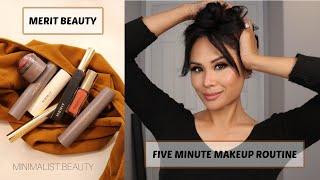 MERIT BEAUTY | FIVE MINUTE MAKEUP ROUTINE | MOMMY MAKEUP