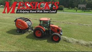 Kubota M7-171 Tractor Baling Hay with a BV4160 Round Baler | Messick's