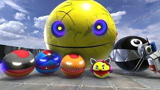 Pacman & Robot Pacman & Chain Chomp VS Gang Iron Man Pacman !!