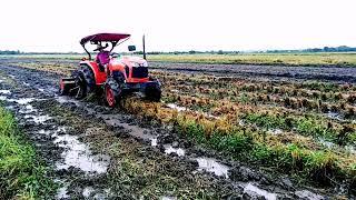 KUBOTA TRACTOR L5018 KUBOTA ROTARY TRILLER ON RAINY SEASON(WET SOIL)