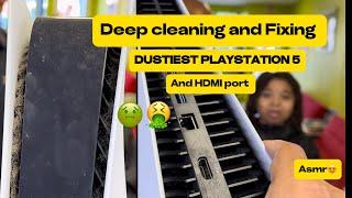 Deep cleaning and fixing Nastiest PlayStation 6 and HDMI port  #asmr #playstation #gameconsole